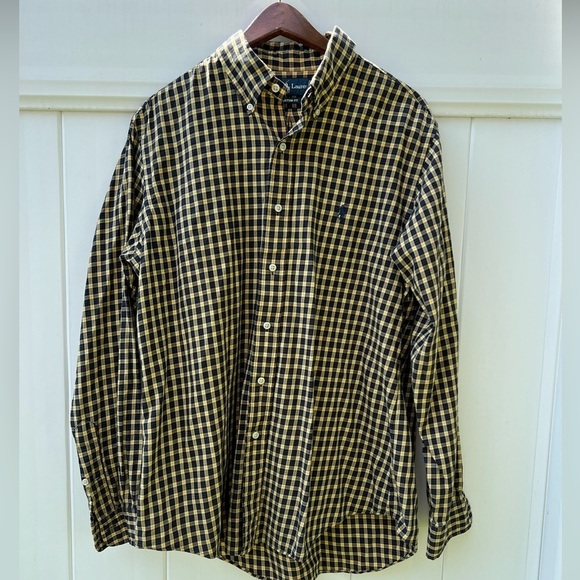RALPH Lauren Men’s Large Black Yellow Plaid Long Sleeve Button Down Shirt - Picture 8 of 8